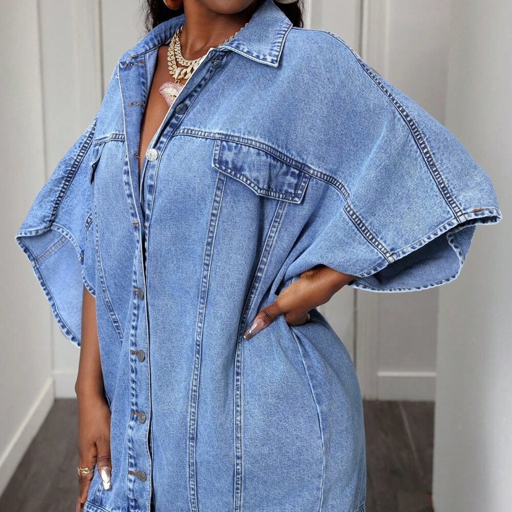 Blue Casual Women's Denim Dress - Picture 5 of 6